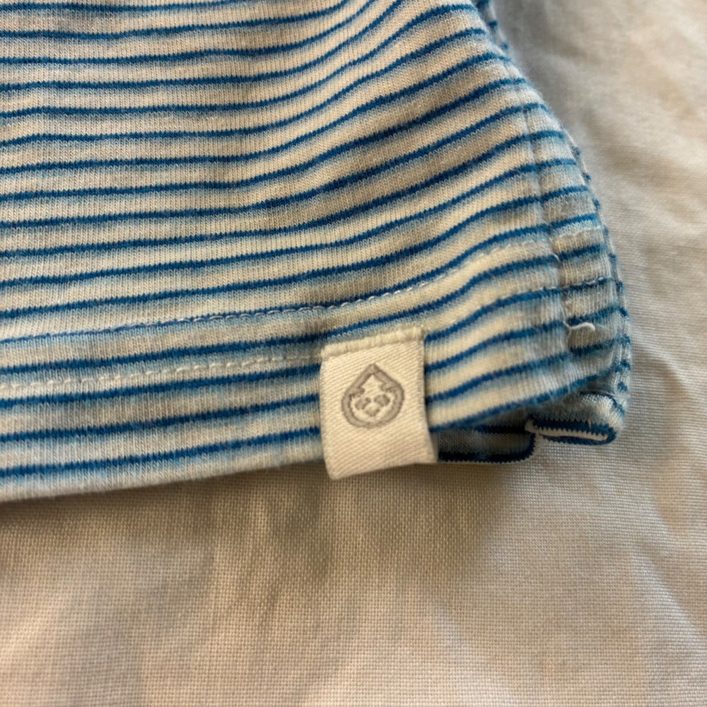 Tasc Performance Mens Polo Shirt Blue White Stripe Reynolds Wrap Logo Size M - Picture 8 of 9